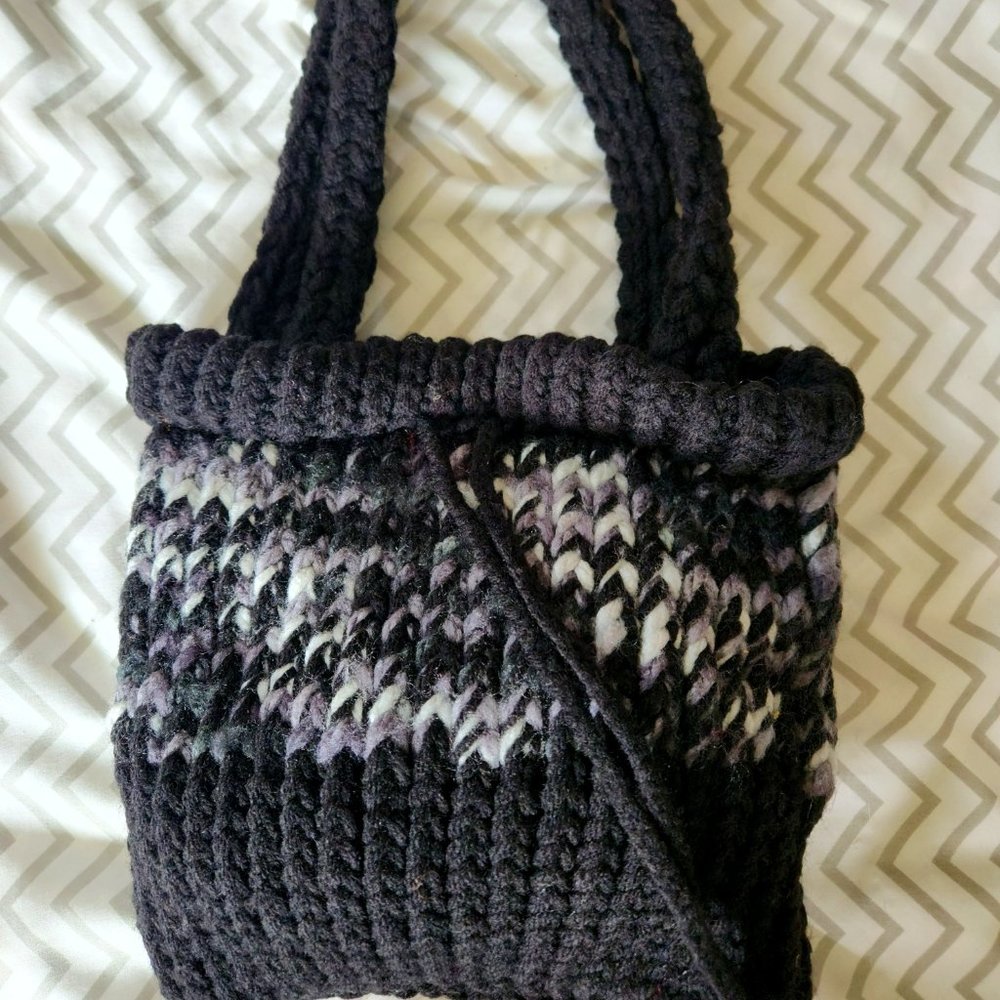 Handbag Black Multi Hobo Style